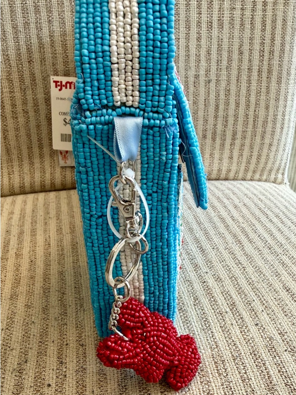 Viral Made in India Beaded Seafood Shoulder Bag w/cutest lobster charm - Picture 4 of 5